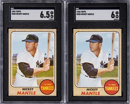 1968 Topps #280 Mickey Mantle SGC-Graded Pair (2)